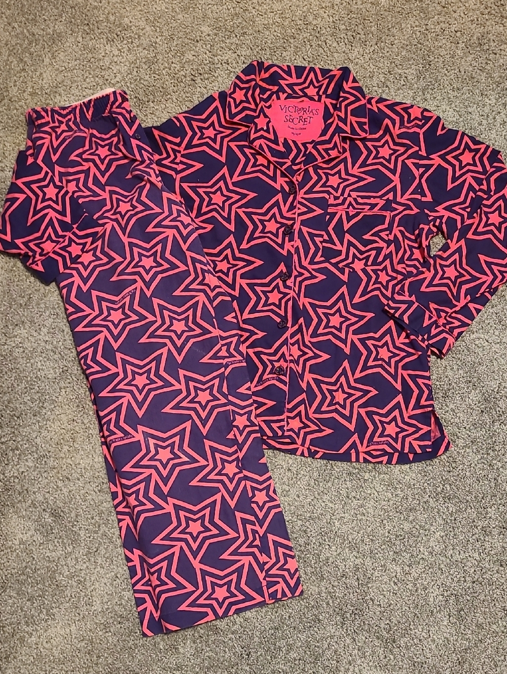 Victoria's Secret Pink & Purple Star-Print Pajama Set
